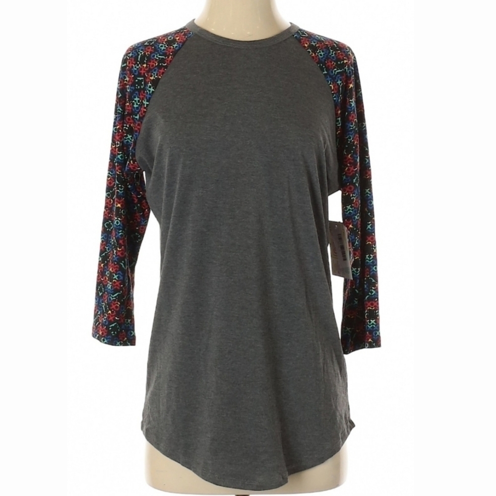 LuLaRoe Randy Tee with Multicolor Sleeves S